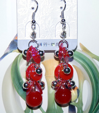 清新亚太流行亮钻花环珍珠耳环