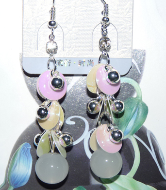 清新亚太流行亮钻花环珍珠耳环