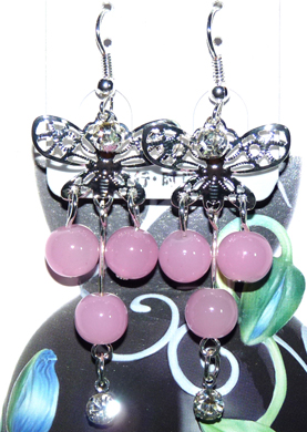 清新亚太流行亮钻花环珍珠耳环