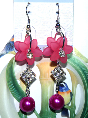 清新亚太流行亮钻花环珍珠耳环