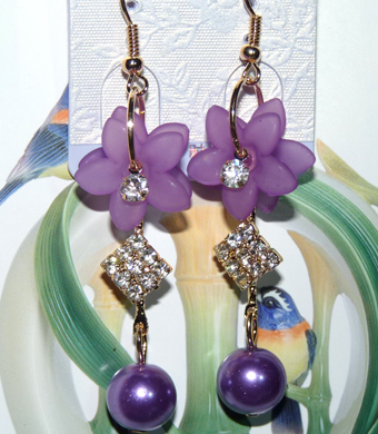 清新亚太流行亮钻花环珍珠耳环