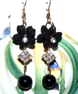 清新亚太流行亮钻花环珍珠耳环