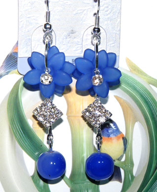 清新亚太流行亮钻花环珍珠耳环