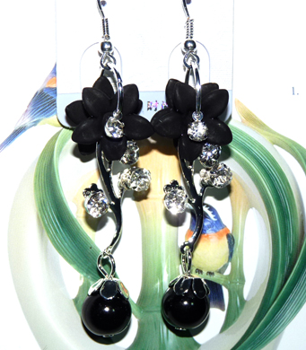 时尚亚太流行亮钻花环梅枝珍珠耳环