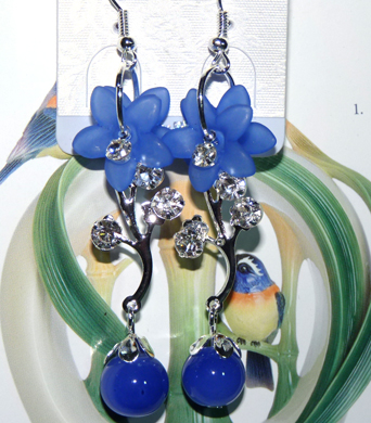 时尚亚太流行亮钻花环梅枝珍珠耳环