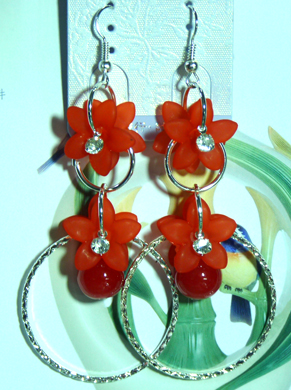 亚太流行亮钻花朵珍珠360耳环