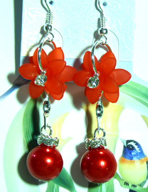 时尚亚太流行亮钻花环珍珠烫金吊坠耳环