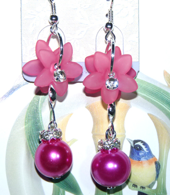 时尚亚太流行亮钻花环珍珠烫金吊坠耳环