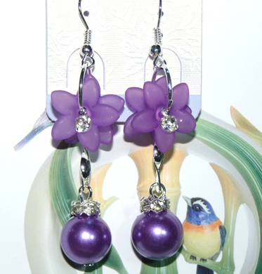 时尚亚太流行亮钻花环珍珠烫金吊坠耳环