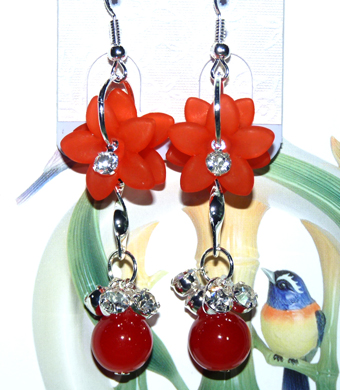 时尚亚太流行亮钻花环珍珠烫金吊坠耳环