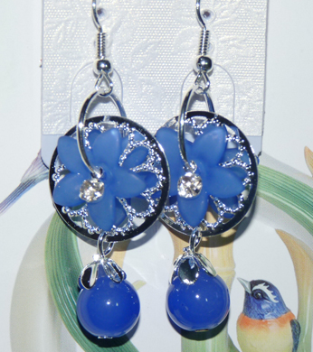 时尚亚太流行亮钻花环珍珠烫金吊坠耳环