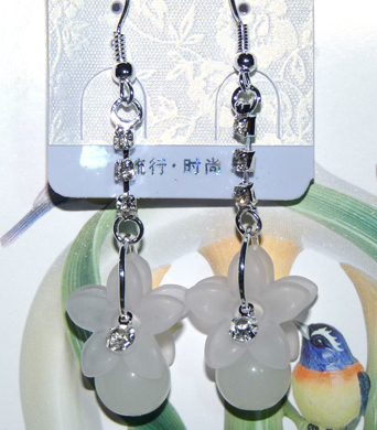 时尚亚太流行亮钻花环珍珠烫金吊坠耳环