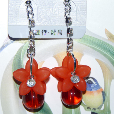 时尚亚太流行亮钻花环珍珠烫金吊坠耳环