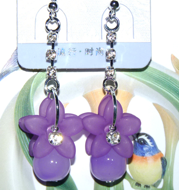 时尚亚太流行亮钻花环珍珠烫金吊坠耳环