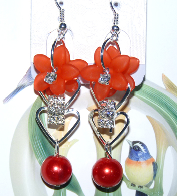 时尚亚太流行亮钻花环珍珠烫金吊坠耳环