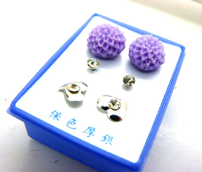 甜美淑女气质镶钻三件套耳钉耳饰2013新款 耳钉三件套