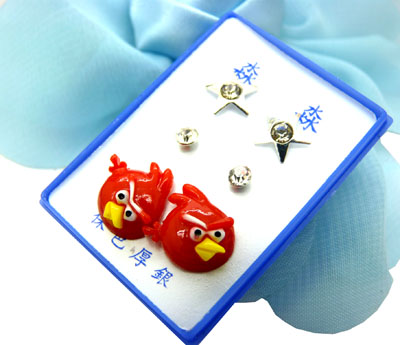 甜美淑女气质镶钻三件套耳钉耳饰2013新款 镶钻 耳钉三件套