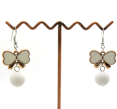 韩版蝴蝶转运珠耳钉 韩国时尚复古女耳环耳坠 百搭淑女耳饰饰品