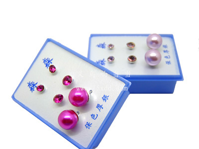 时尚个性耳饰三件套水钻耳钉 水钻耳饰 合金耳钉 韩版潮流耳针