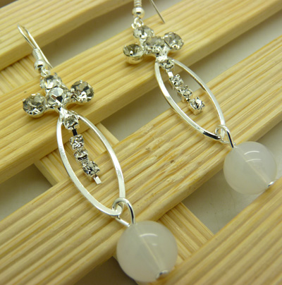 时尚个性闪亮合金镶钻耳饰耳圈 女士潮流耳坠女耳环 亚克力珍珠耳环