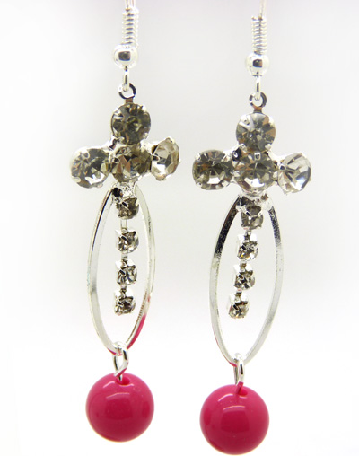 时尚个性闪亮合金镶钻耳饰耳圈 女士潮流耳坠女耳环 亚克力珍珠耳环