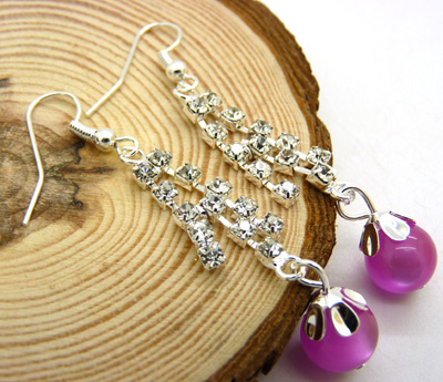 时尚个性闪亮合金镶钻耳饰耳圈 女士潮流耳坠女耳环 亚克力珍珠耳环