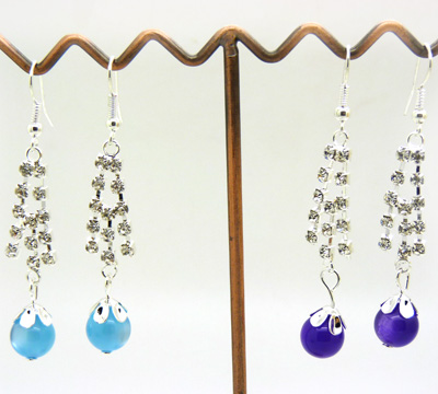 时尚个性闪亮合金镶钻耳饰耳圈 女士潮流耳坠女耳环 亚克力珍珠耳环