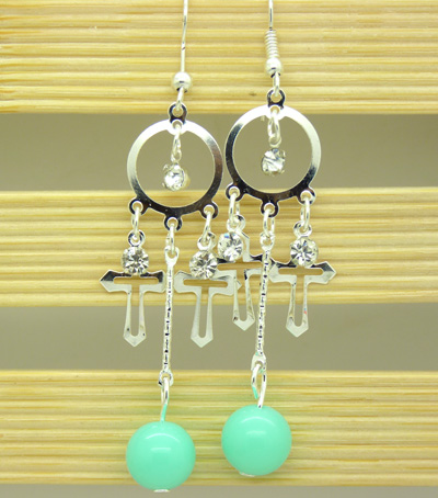 时尚个性闪亮合金镶钻耳饰耳圈 女士潮流耳坠女耳环 亚克力珍珠耳环