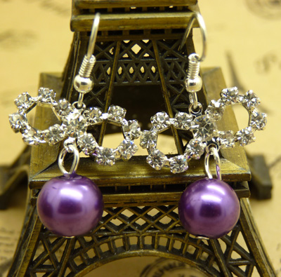 韩版耳环 时尚防过敏水钻珍珠球耳钉耳坠合金气质满钻耳饰新款