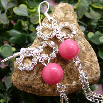 韩版耳环 防过敏时尚水钻珍珠球耳钉耳坠合金气质满钻耳饰新款