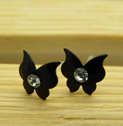 韩版时尚耳蝴蝶扣闪亮带钻耳钉 耳饰