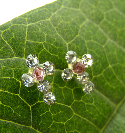 钛钢饰品锆石闪亮耳钉镶钻耳钉耳骨钉 葡萄 蝴蝶结 十字架耳钉