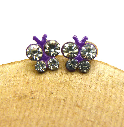 钛钢饰品锆石闪亮耳钉镶钻耳钉耳骨钉 葡萄 蝴蝶结 十字架耳钉