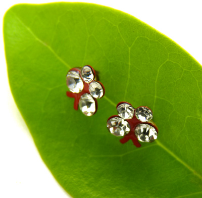 钛钢饰品锆石闪亮耳钉镶钻耳钉耳骨钉 葡萄 蝴蝶结 十字架耳钉