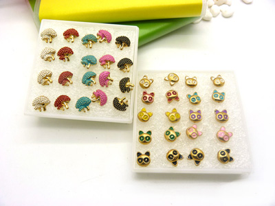 韩国时尚个性合金简约复古耳钉 小苹果耳环时尚猫头耳饰品 女士潮流耳钉