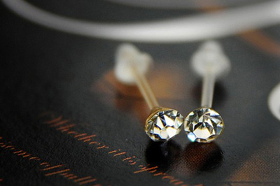 全网最低价炫彩水钻防过敏针韩版耳钉地摊小饰品批发 首饰韩版镶钻锆石1号