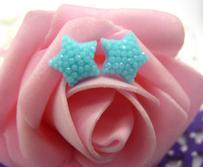 小香耳钉韩国可爱树脂糖果色星星闪亮桃心地摊耳饰品 耳钉批发厂家直批