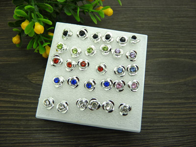 施华洛世奇元素锆石耳钉女 韩国玫瑰水晶耳饰首饰品 耳环耳坠合金时尚耳钉