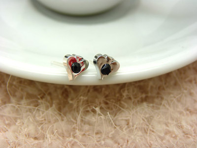 韩国饰品时尚爱心耳钉 锆石超闪耳钉耳环 防过敏耳饰品 合金耳钉