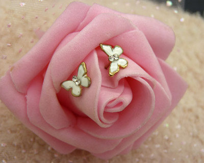 韩国版正品耳饰女小清新奢华超闪水钻耳环 锆石蝴蝶结耳钉