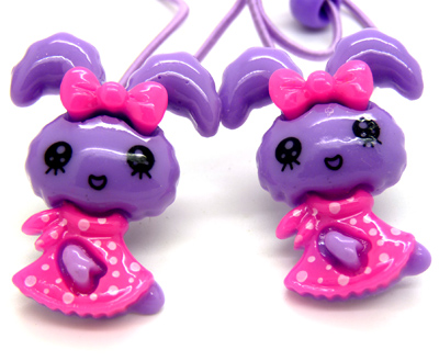 韩版儿童发饰戴花小兔子发绳 发圈皮筋糖果色 可爱头绳	