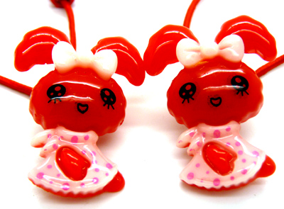 韩版儿童发饰戴花小兔子发绳 发圈皮筋糖果色 可爱头绳	