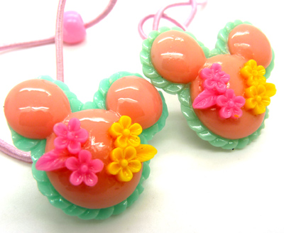 韩版儿童发饰戴花小兔子发绳 发圈皮筋糖果色 可爱头绳