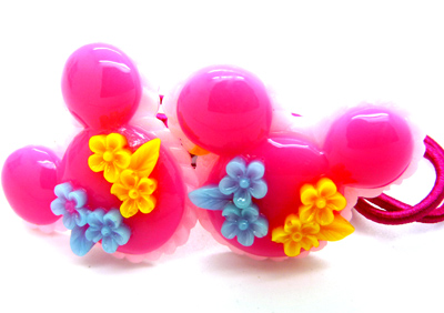 韩版儿童发饰戴花小兔子发绳 发圈皮筋糖果色 可爱头绳	