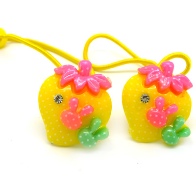 草莓可爱兔  马尾发扣 可爱卡通水果发绳 头扎