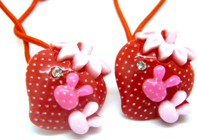 草莓可爱兔  马尾发扣 可爱卡通水果发绳 头扎