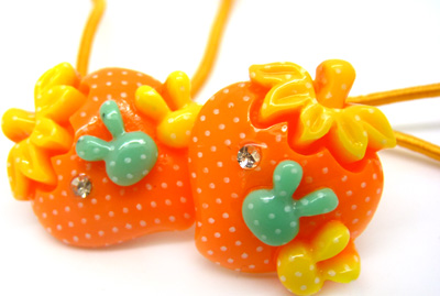 草莓可爱兔  马尾发扣 可爱卡通水果发绳 头扎