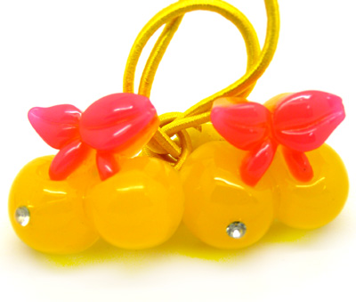 韩国可爱糖果色樱桃头扎 镶钻头绳发圈 高档时尚发绳