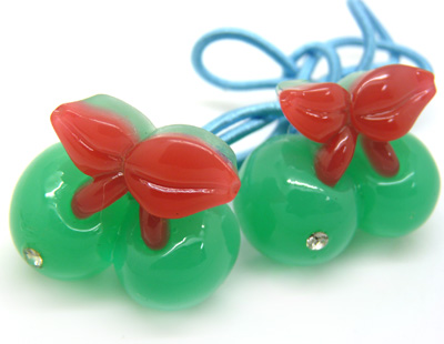 韩国可爱糖果色樱桃头扎 镶钻头绳发圈 高档时尚发绳