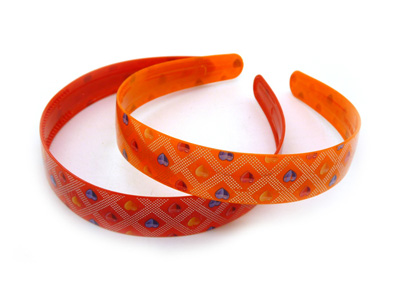 韩国饰品塑料流行糖果色加宽光面亮色发箍 闪亮甜美印花彩虹头箍 -时尚宽发卡